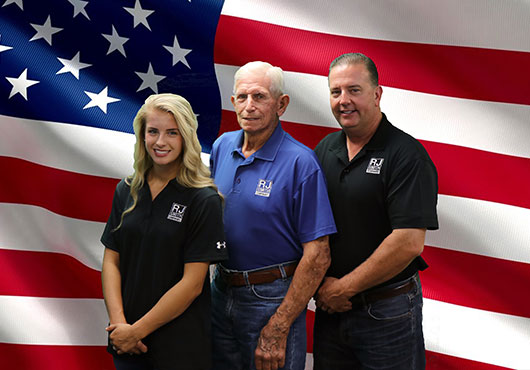 With patriotic hearts, three generations of RJ Smith Demolition  (left to right): Savannah Smith, RJ Smith and Richard Smith.